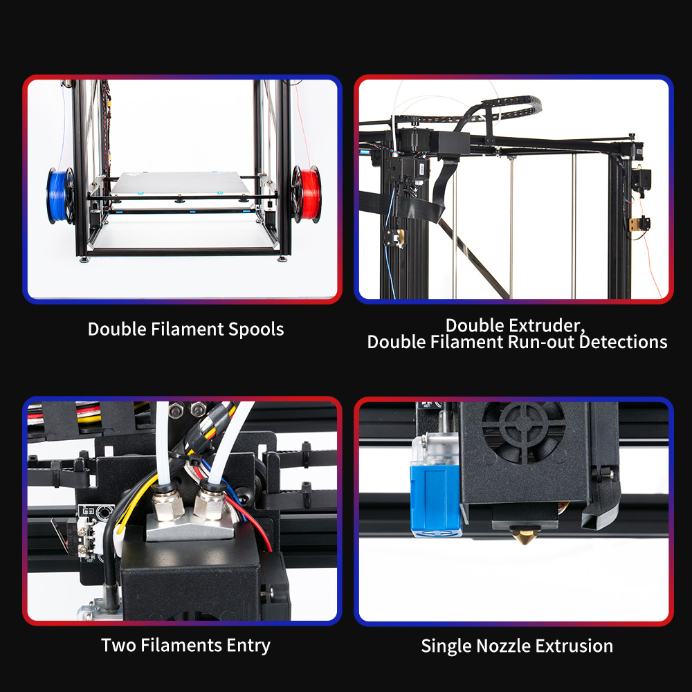 2022 Newest Tronxy X5SA-500-2E Larger 3D Printer 2 In 1 Out Double Color Extruder Cyclops Single Head With Auto Leveling Sensor