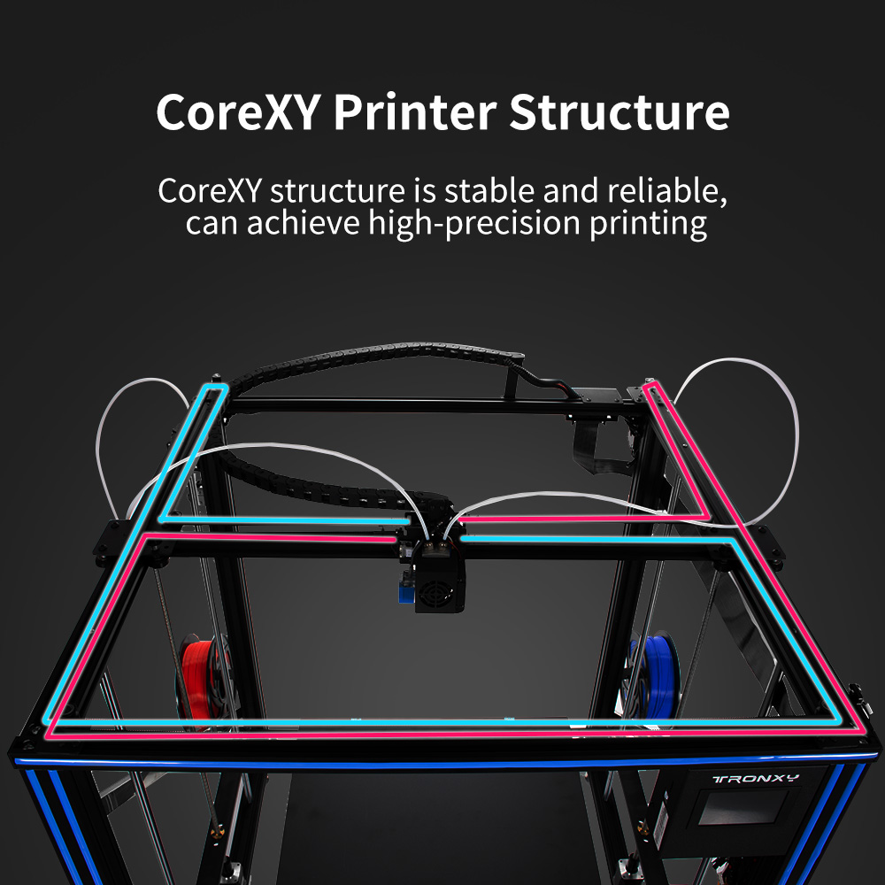 2022 Newest Tronxy X5SA-500-2E Larger 3D Printer 2 In 1 Out Double Color Extruder Cyclops Single Head With Auto Leveling Sensor